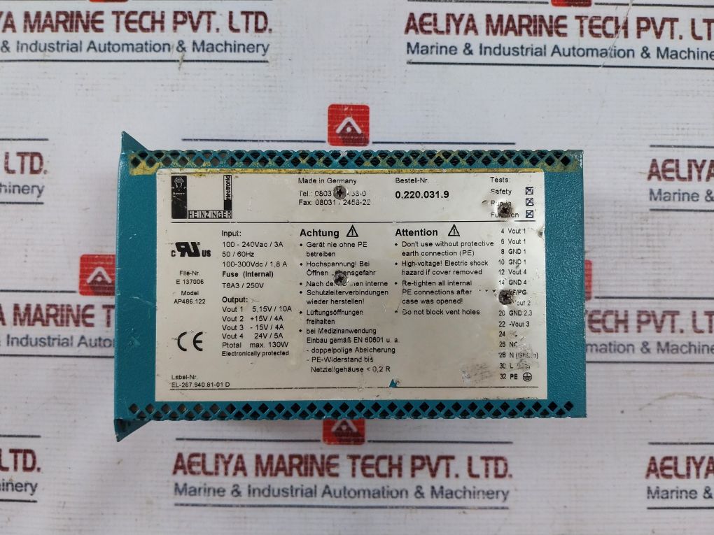 Heinzinger Ap486.122 Power Supply 3A 100-240Vac 50/60Hz