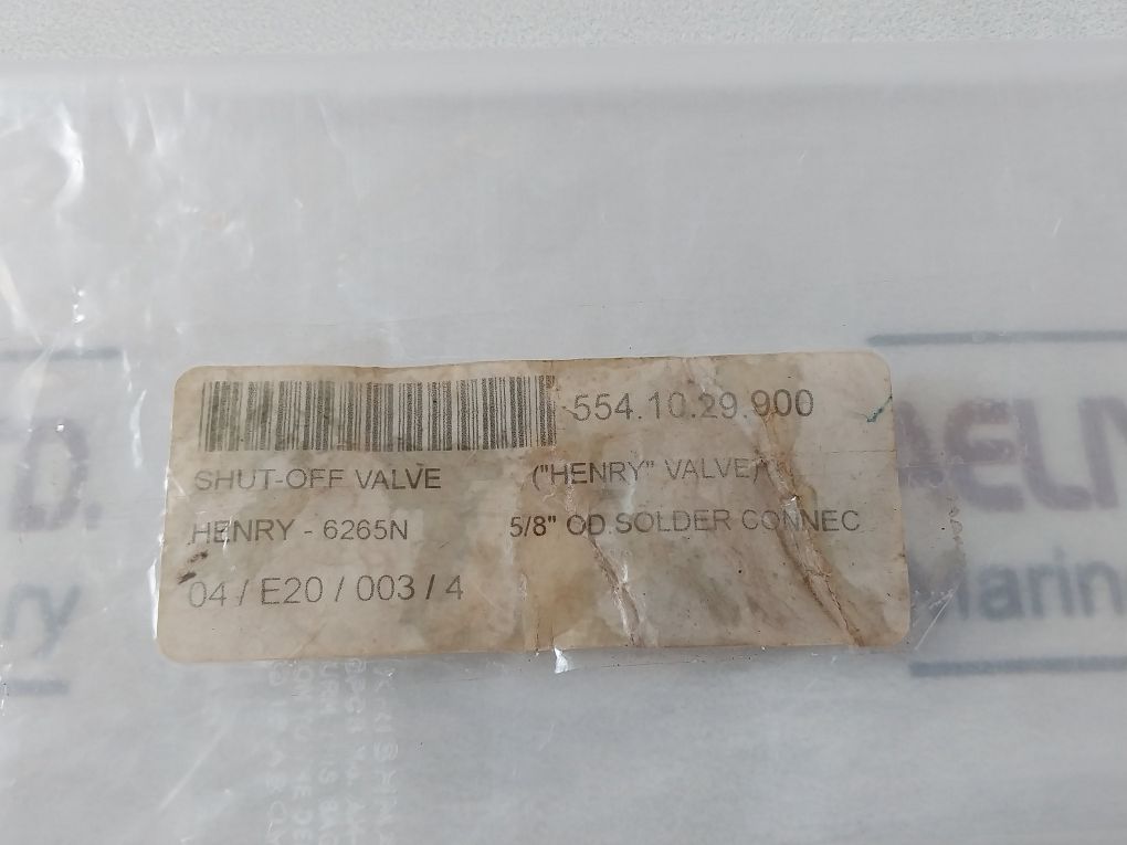 Henry 6265N Shut-off Valve Mil-v-20064