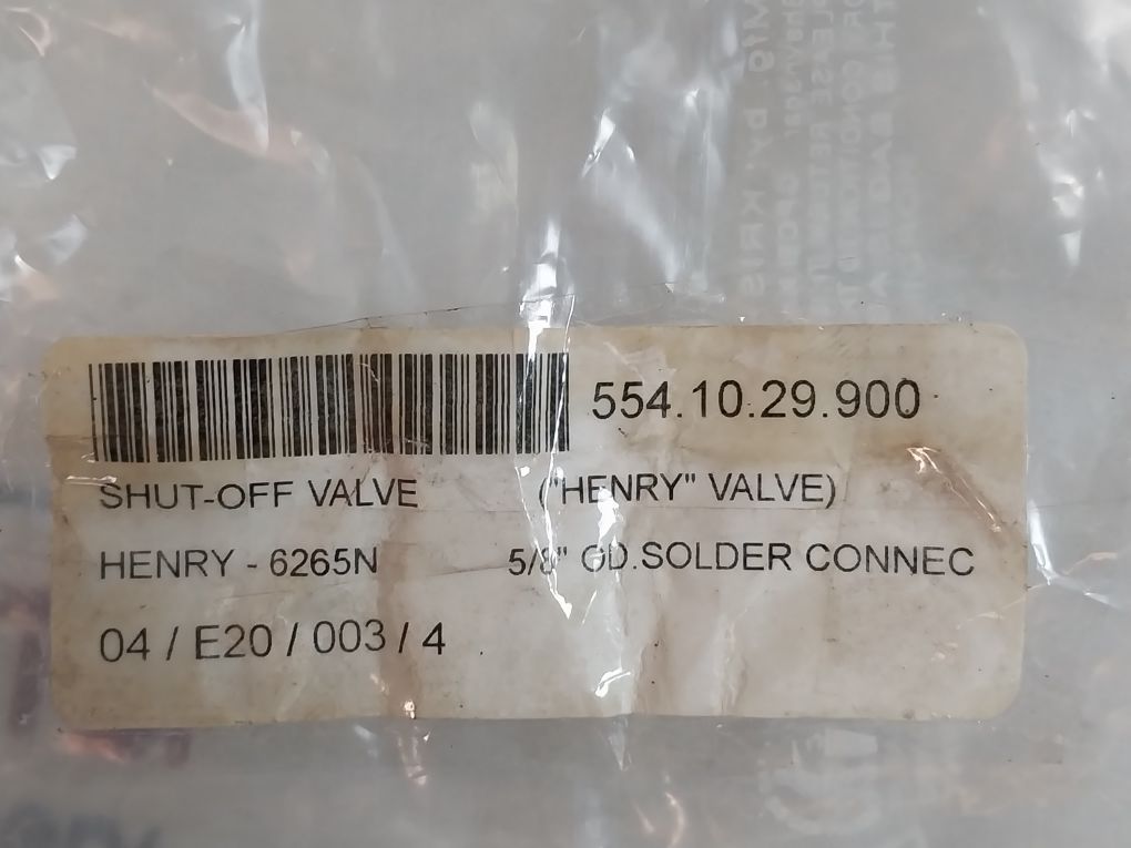 Henry 6265N Shut-off Valve Type Iii