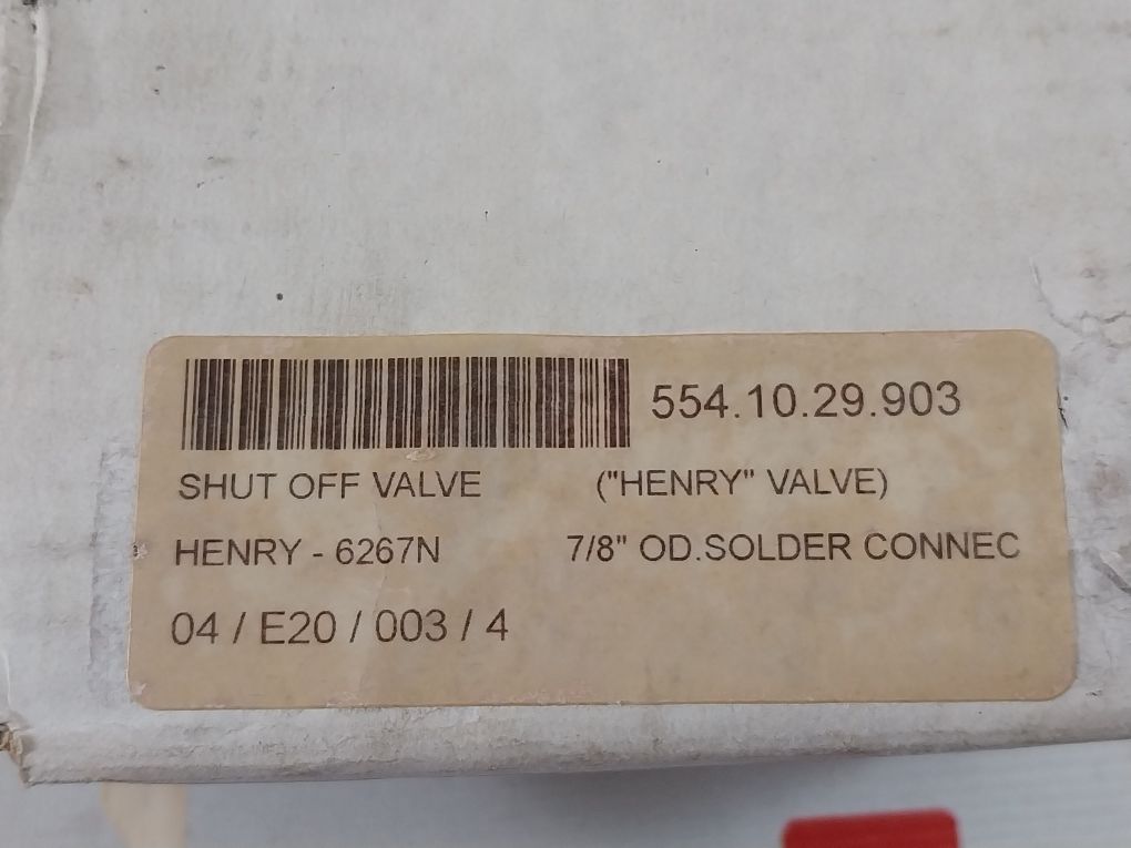 Henry 6267N Shut Off Valve Iii