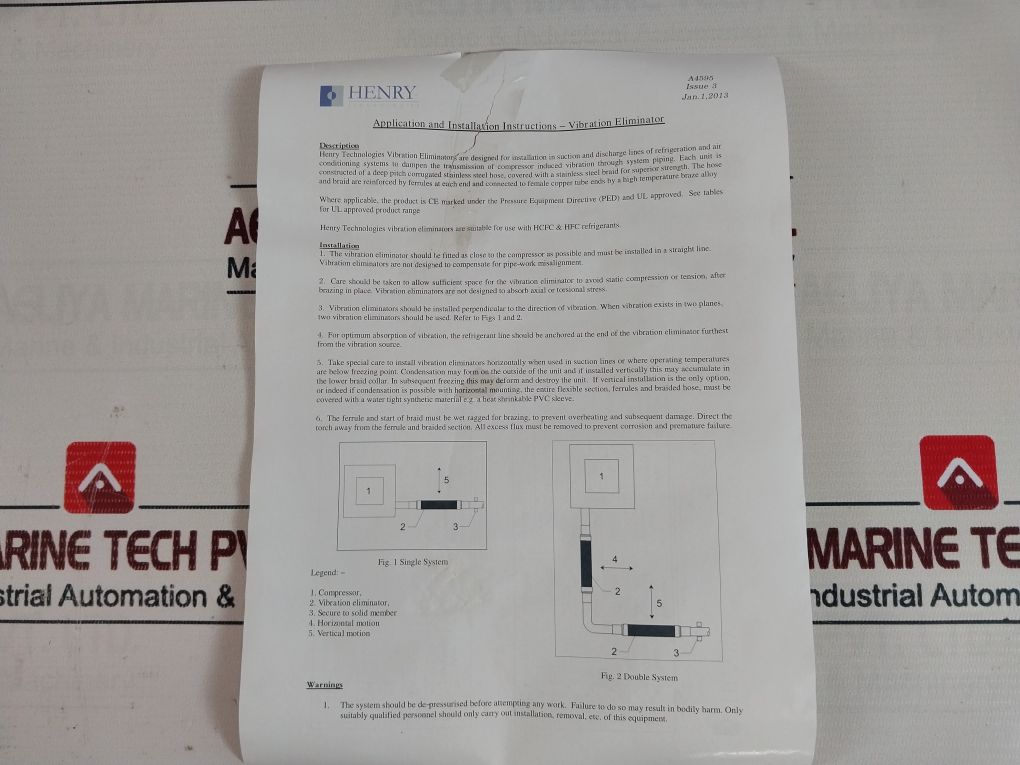 Henry Technologies V1 3/8 Vibration Absorber 37.9 Bar Aeliya Marine Tech