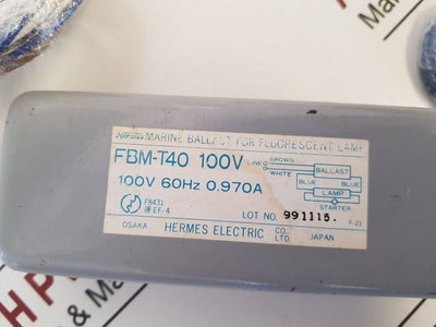 Hermes Electric Fbm-t40 Marine Ballast For Fluorescent Lamp 100V 0.970A