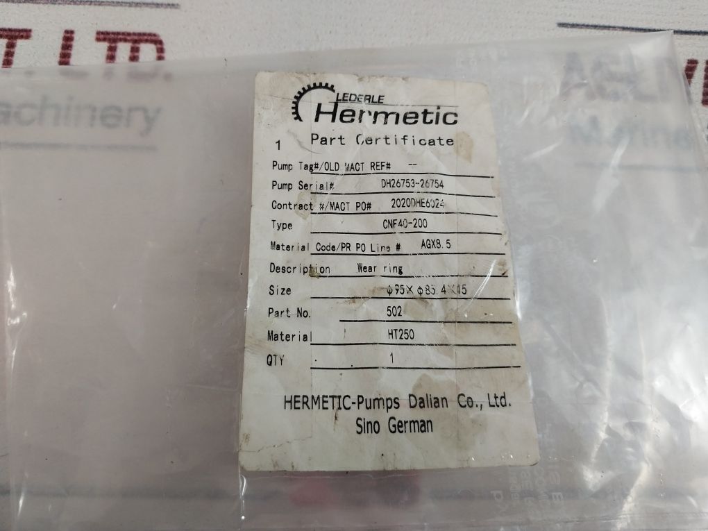 Hermetic-pumps Cnf40-200 Wear Ring 502
