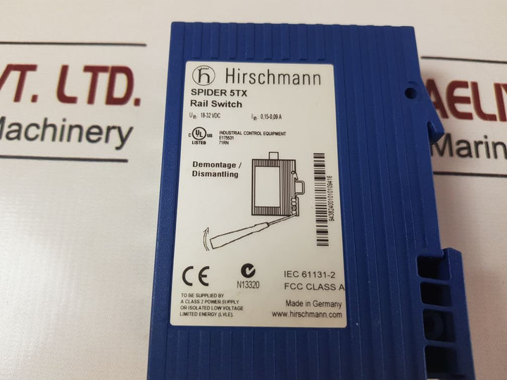 Hirschmann Spider 5Tx Ethernet Rail Switch E175531
