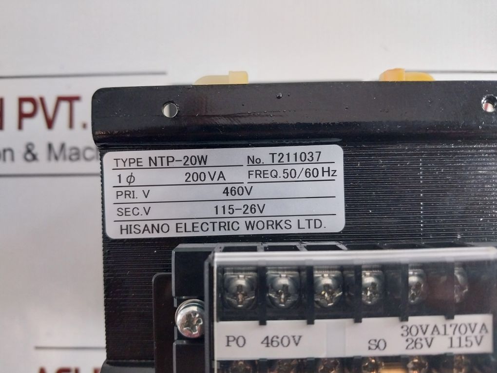 Hisano Electric Ntp-20W Transformer 460/115-26V