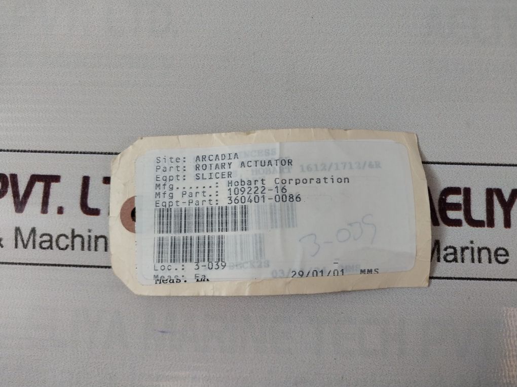 Hobart 109222-16 Rotary Actuator
