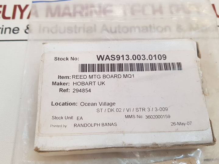 Hobart 278073 Reed Mtg Board Mq1