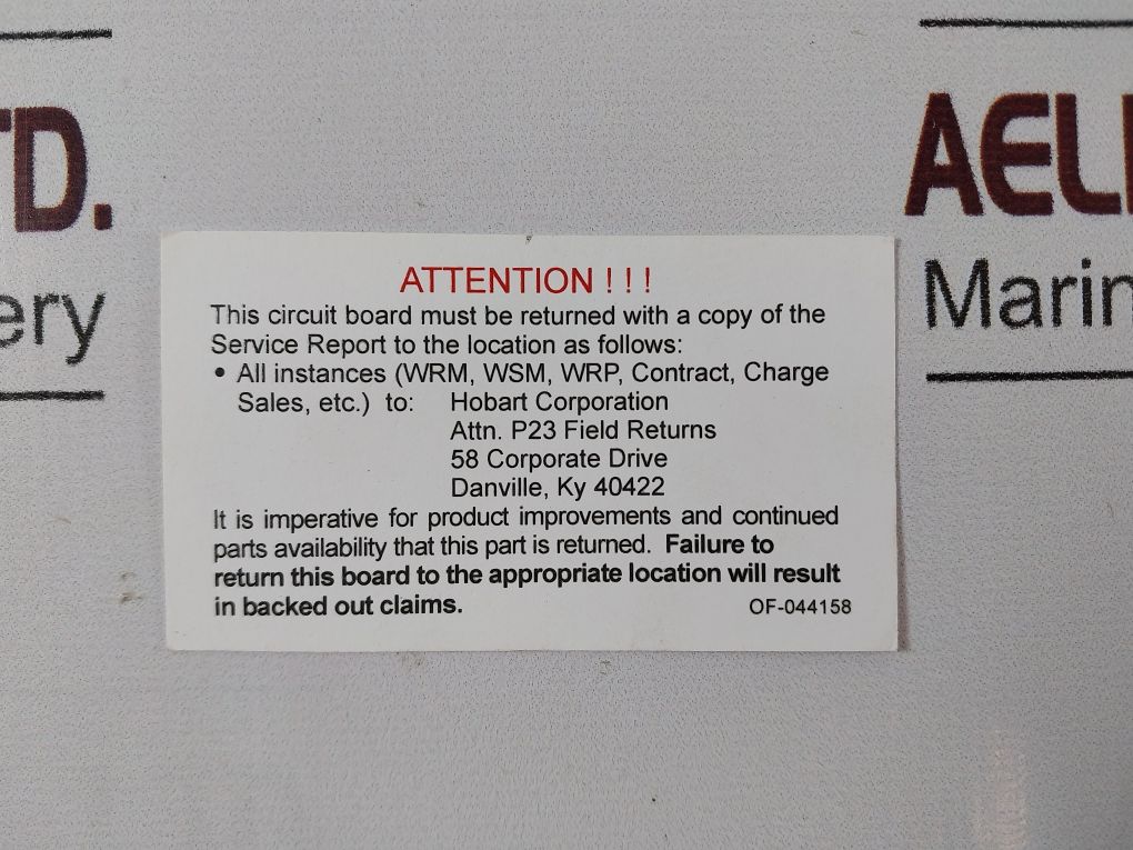 Hobart 892932 Control Board