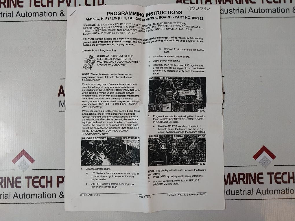 Hobart 892932 Control Board