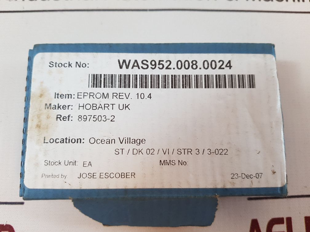 Hobart 897503-2 eprom rev. 10.4