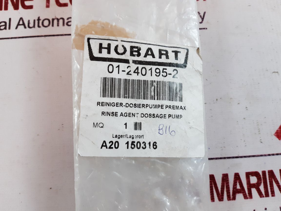 Hobart rsm51/6 fg dosing pump ah98299-h0017-2
