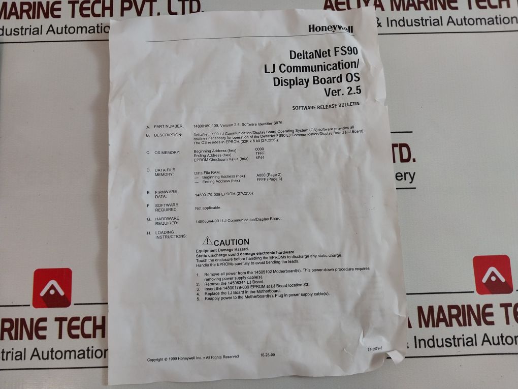 Honeywell 14506344-001 Fire Alarm Fs90 Intelligent Communication Display Module
