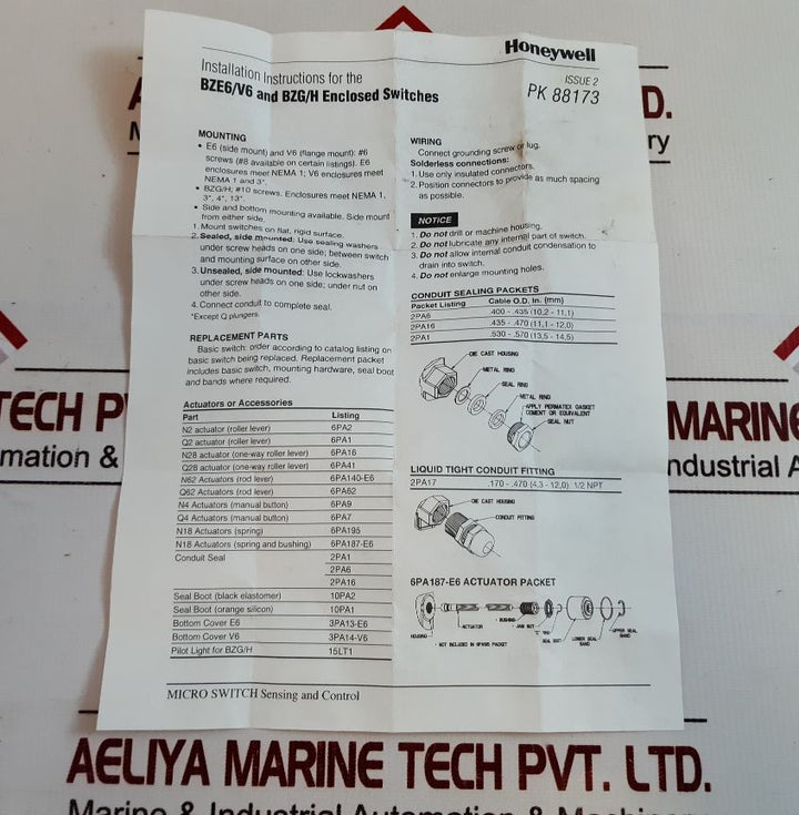 Honeywell 1Ls3-4C Limit Switch
