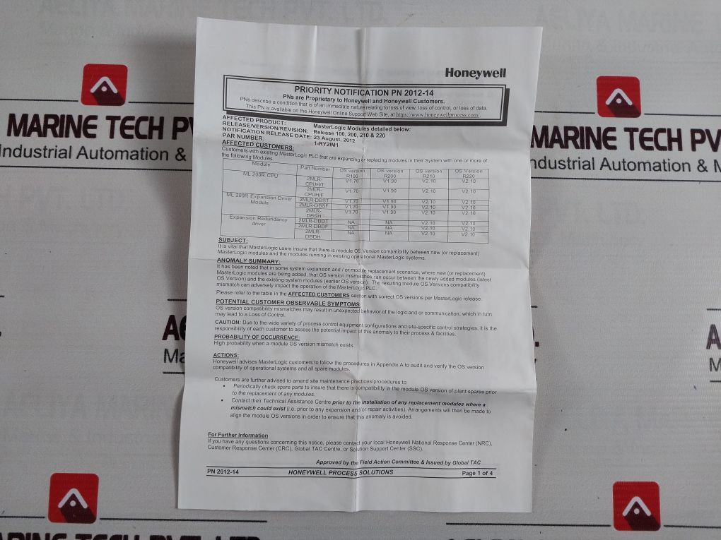 Honeywell 2Mlr-dbst Programmable Logic Controller