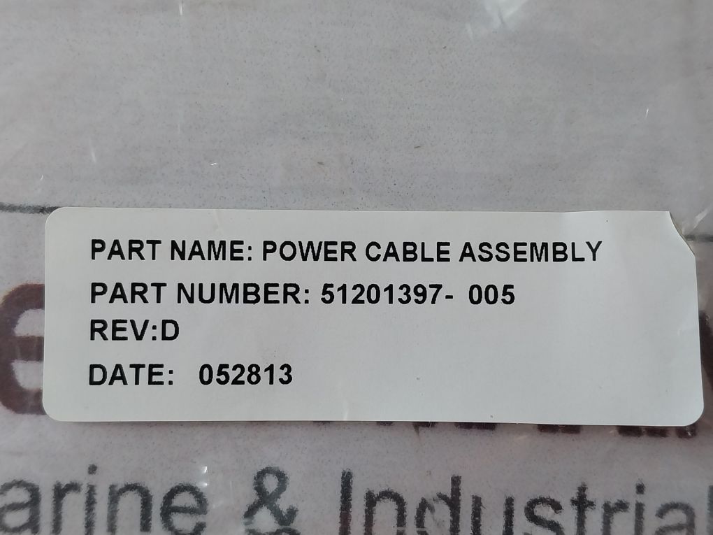 Honeywell 51201397-005 Power Cable Assembly Rev. D