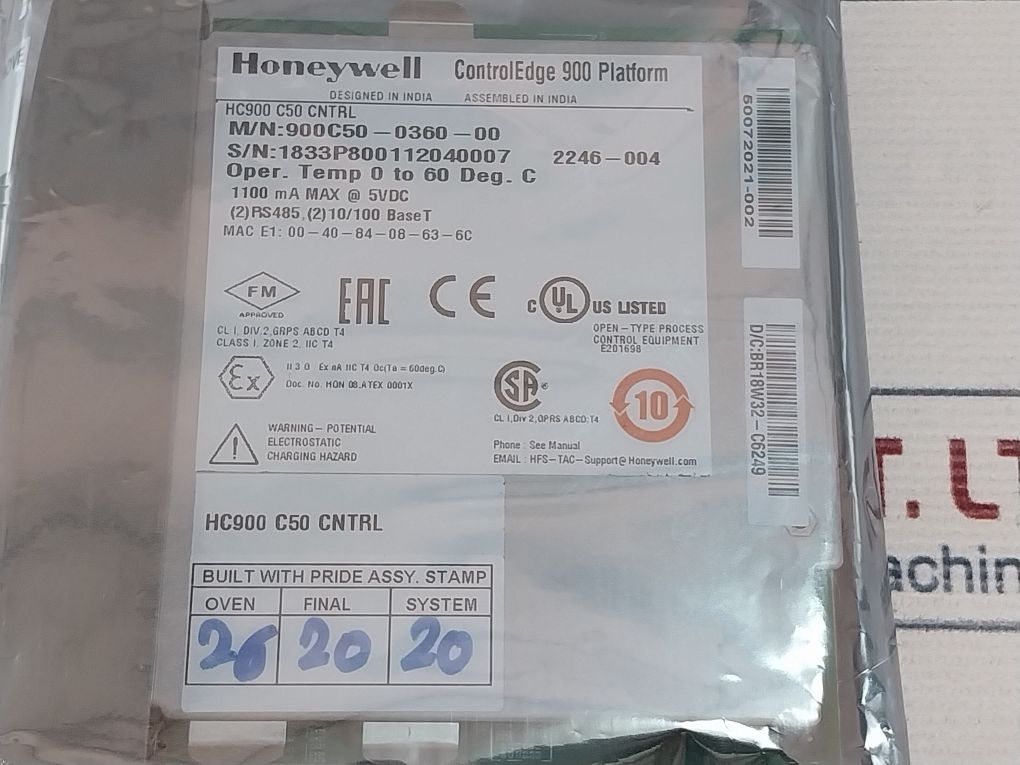 Honeywell 900C50-0360-00 Controller Cpu And Scanner Module