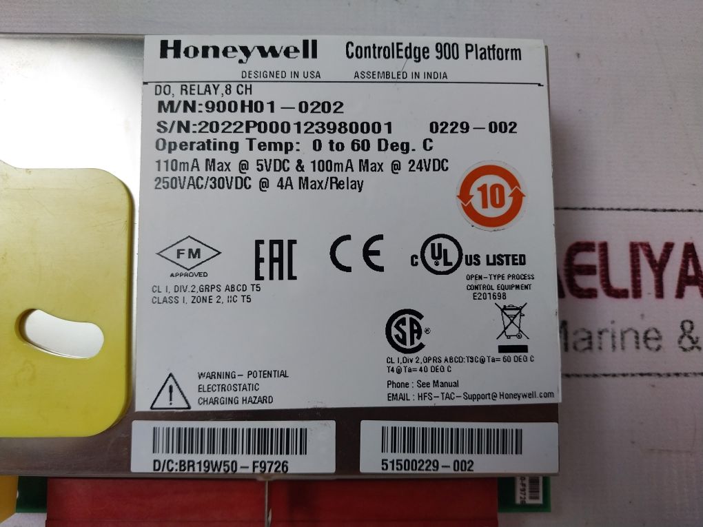 Honeywell 900H01-0202 Digital Output Relay 8-ch