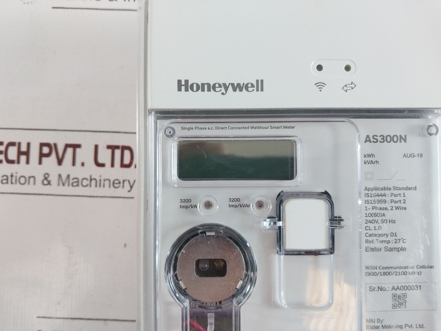 Honeywell/Elster As300N Single Phase A.C.Direct Connected Watthour Smart Meter