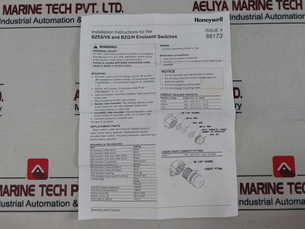 Honeywell Bze6-rn Micro Limit Switch 1.5A 240 Vac