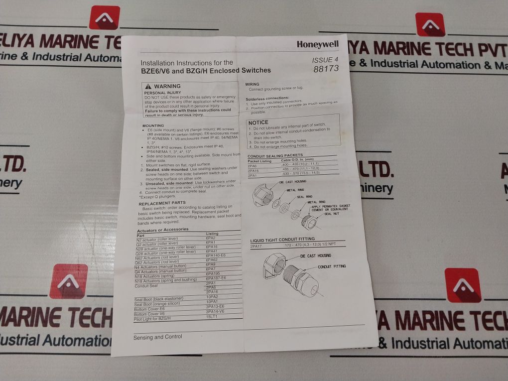 Honeywell Bze6-rn Micro Limit Switch 1.5A, 240 Vac