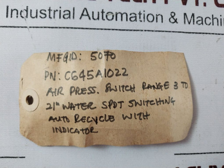 Honeywell C645A 1022 Pressure Switch