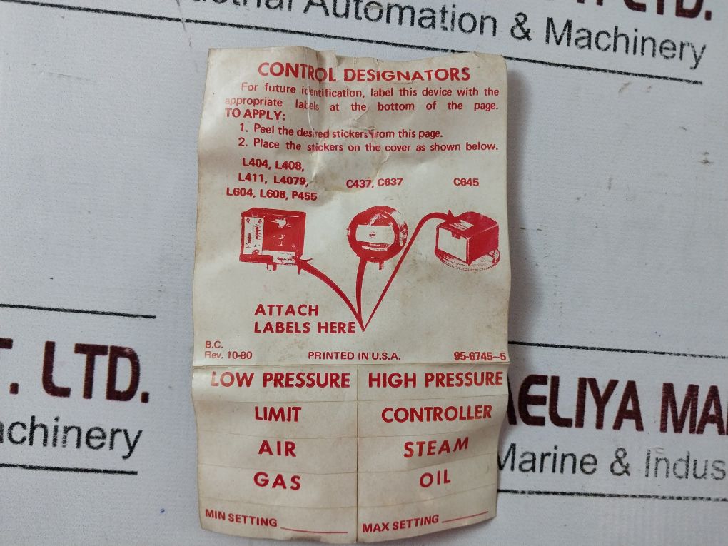 Honeywell C645A 1022 Pressure Switch