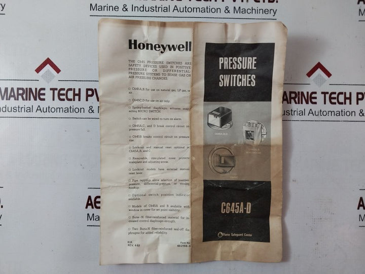 Honeywell C645A 1022 Pressure Switch
