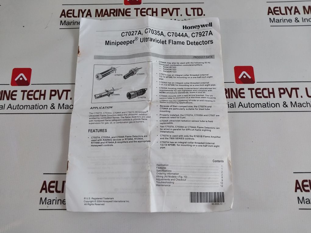Honeywell C7035A 1023 Ultraviolet Flame Detectors/Sensor