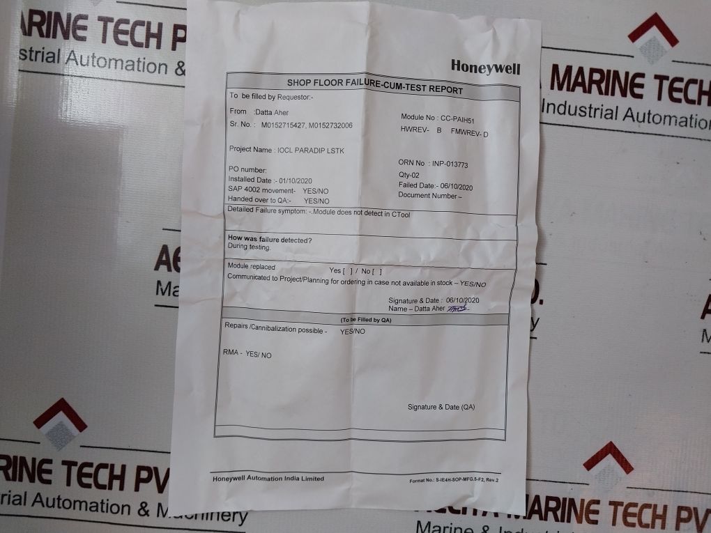 Honeywell Cc-paih51 Hart Analog Input Module 51410069-276