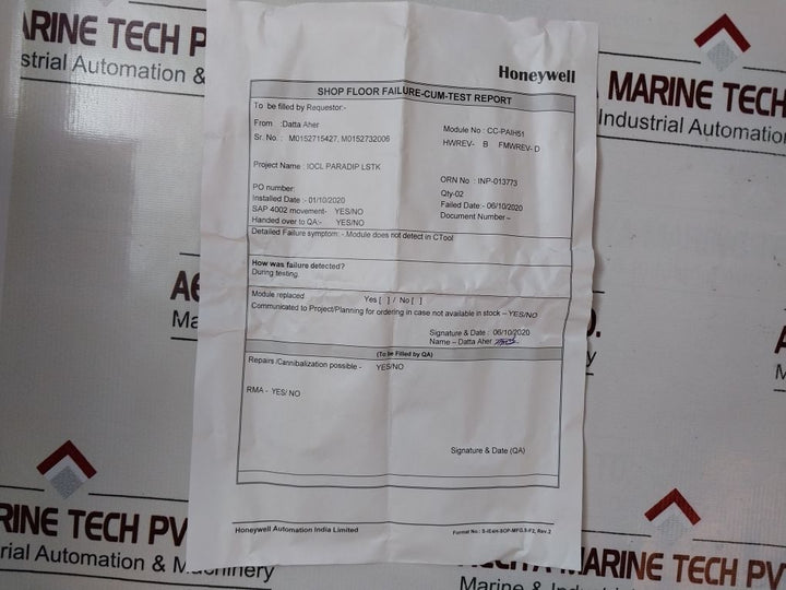 Honeywell Cc-paih51 Hart Analog Input Module 51410069-276
