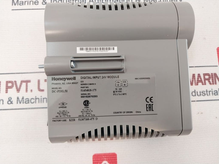Honeywell Dc-pdil51 Digital Input 24V Module 51454818-175