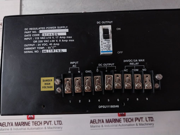 Honeywell Dpsu11180046 Dc Regulated Power Supply 24 Vdc, 40 Amp