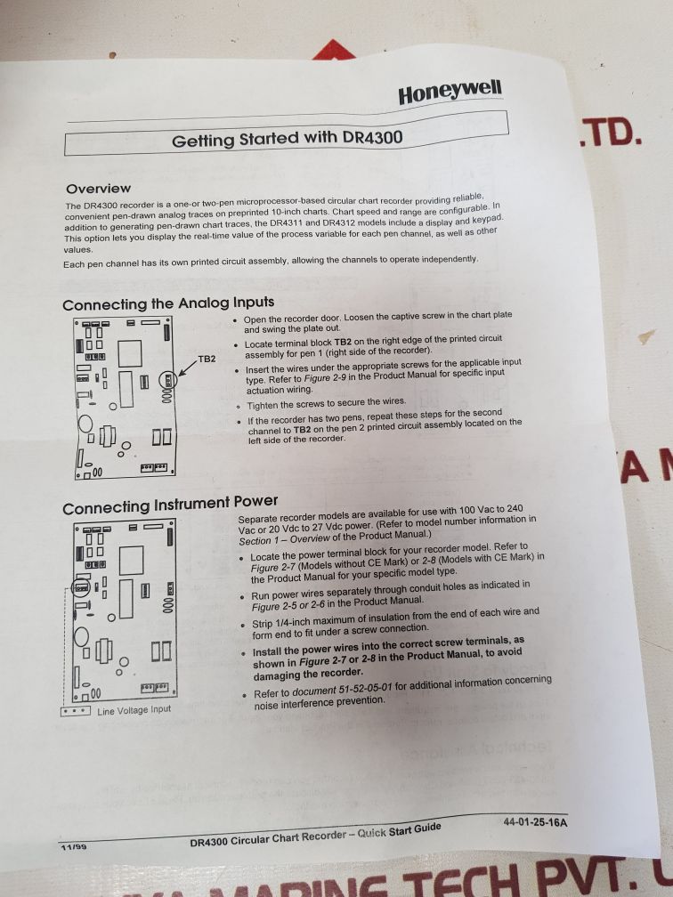 Honeywell Dr4300 Pen Chart Recorder With Display Dr4312-0000-g0100-0000-0000-00-000-00