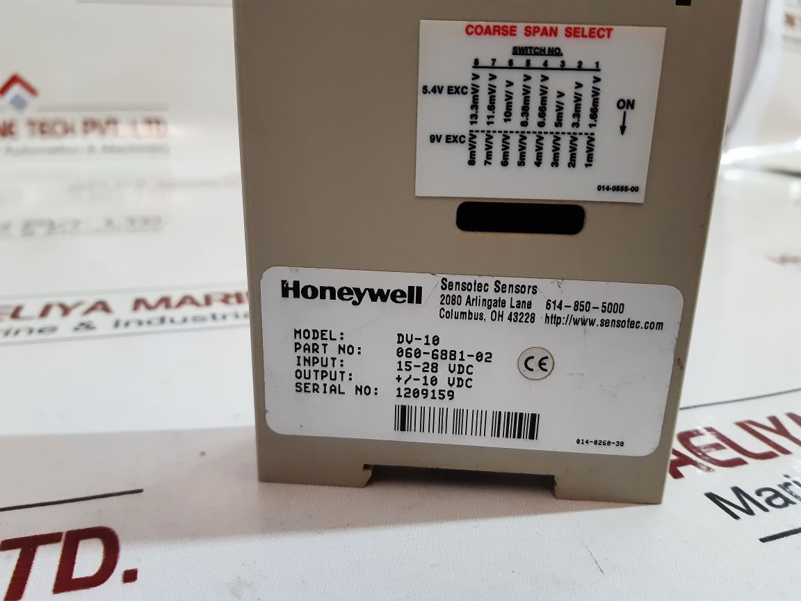 Honeywell Dv-10 Sensotec Sensors 060-6881-02
