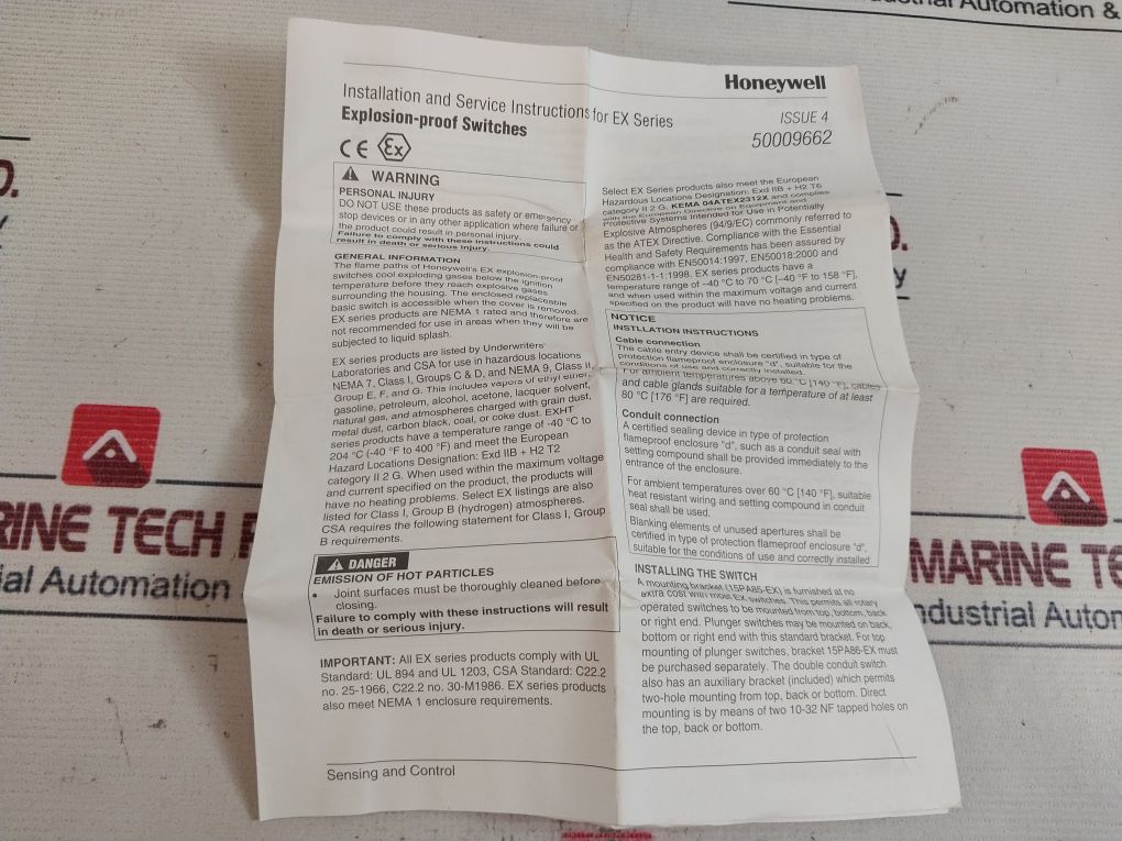 Honeywell Ex-ar800 Explosion Proof Limit Switch Class I