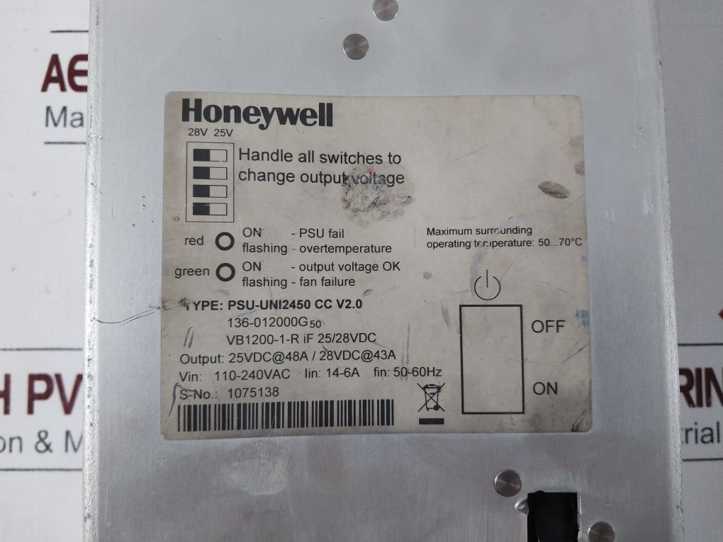 Honeywell Fc-psu-uni2450U V2.0 Power Supply