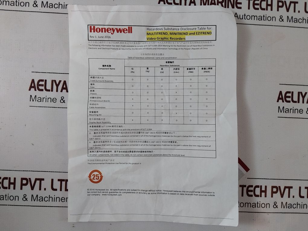 Honeywell Tvmugr-488000 -100 -11 -0 -000 -0U0000-000 Dr Graphic Recorder