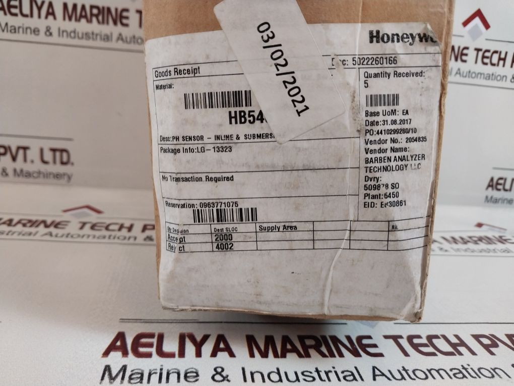 Honeywell Hb546-bvsr-shs1-05St-000 Sensor