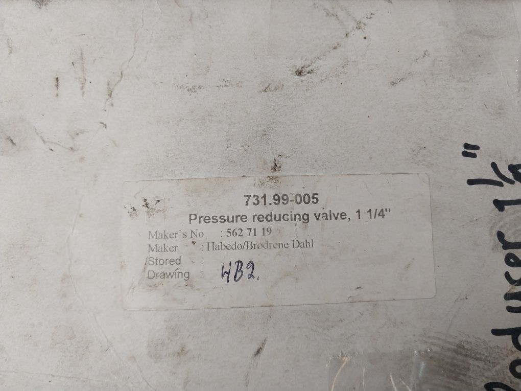 Honeywell 731.99-005 Pressure Reducing Valve, 1 1/4