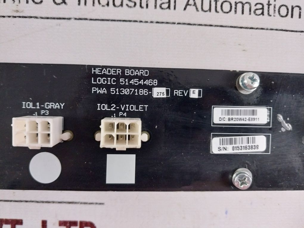 Honeywell Pwa 51307186-275 Rev.E Header Board Pwb 51307185-100 Rev.B