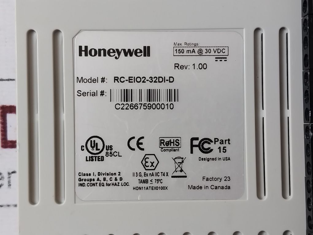Honeywell Rc-eio2-32Di-d Rc500 Ethernet I/O-2 Digital Input Card