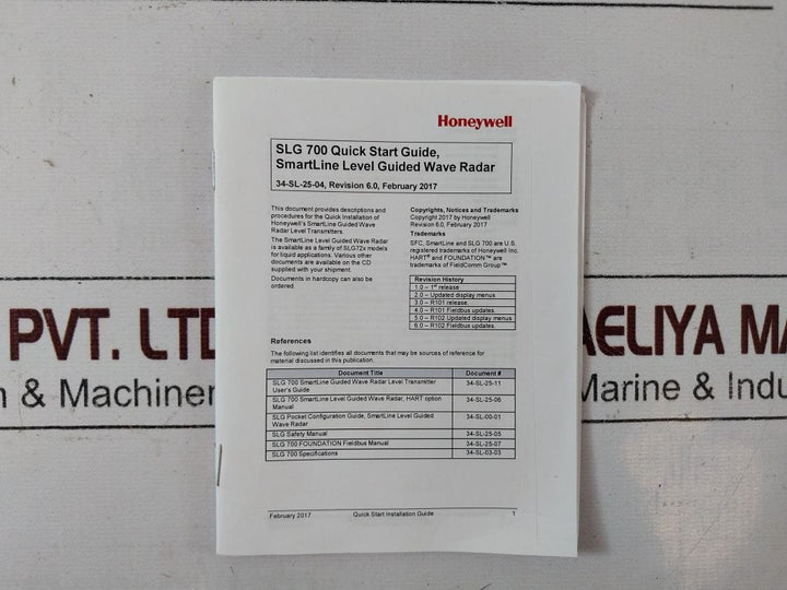 Honeywell Slg720-scan00Vm01700-ns1A-c-ah0-1001S-a-0A0-f1-00000 Transmitter