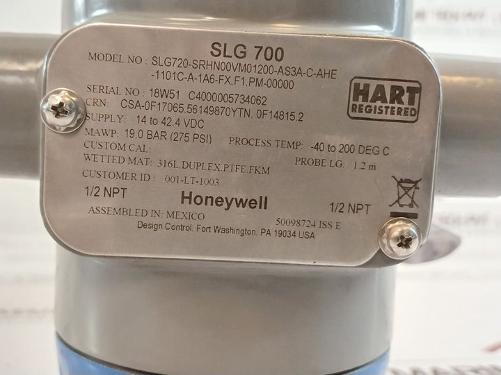 Honeywell Slg720-srhn00Vm01200-as3A-c-ahe-1101C-a-1A6-fx.F1.Pm-00000 Level Transmitter