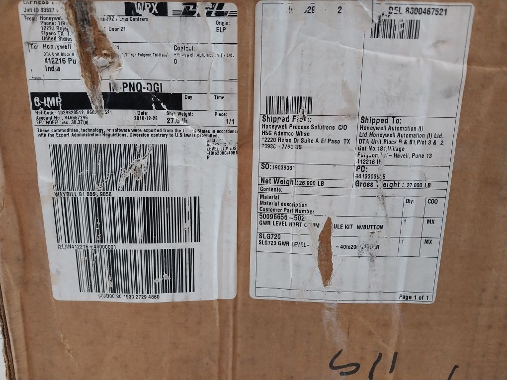 Honeywell Slg720-srhn00Vm01200-as3A-c-ahe-1101C-a-1A6-fx.F1.Pm-00000 Level Transmitter