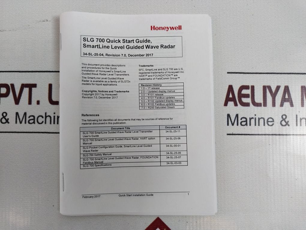 Honeywell Slg720-srhn00Vm01200-as3A-c-ahe-1101C-a-1A6-fx.F1.Pm-00000 Level Transmitter