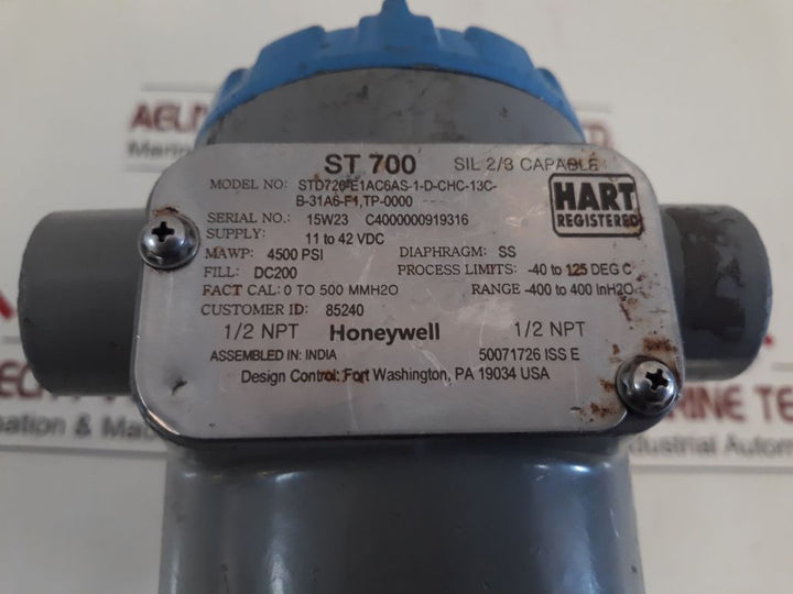 Honeywell St700 Pressure Transmitter Std720-e1Ac6As-1-d-chc-13C-b-31A6-f1 Tp-0000