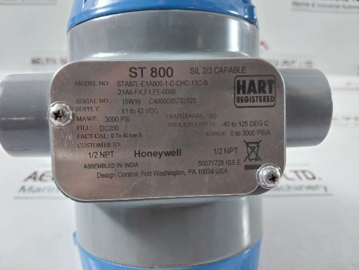 Honeywell Sta87L-e1A000-1-c-chc-13C-b-21A6-fx,F1,Fe-0000 Pressure Transmitter