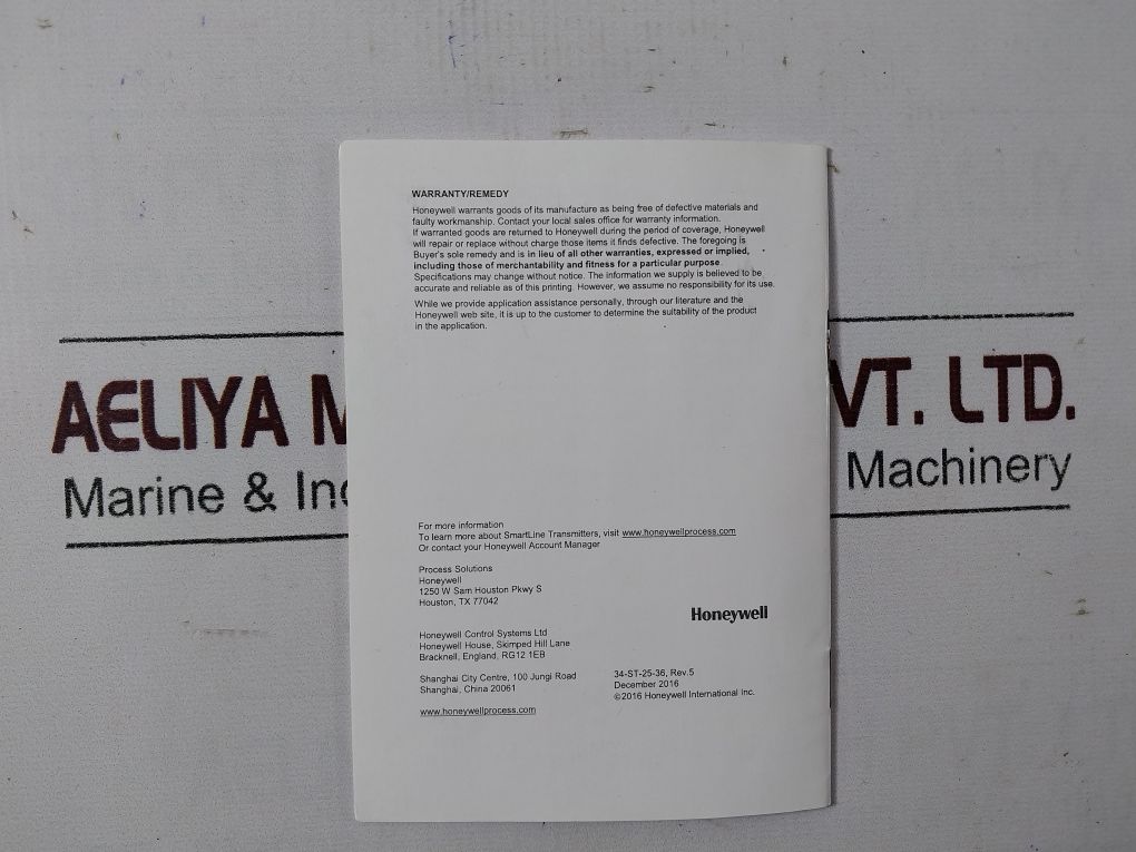 Honeywell Sta87L-e1A000-1-c-chc-13C-b-21A6-fx,F1,Fe-0000 Pressure Transmitter