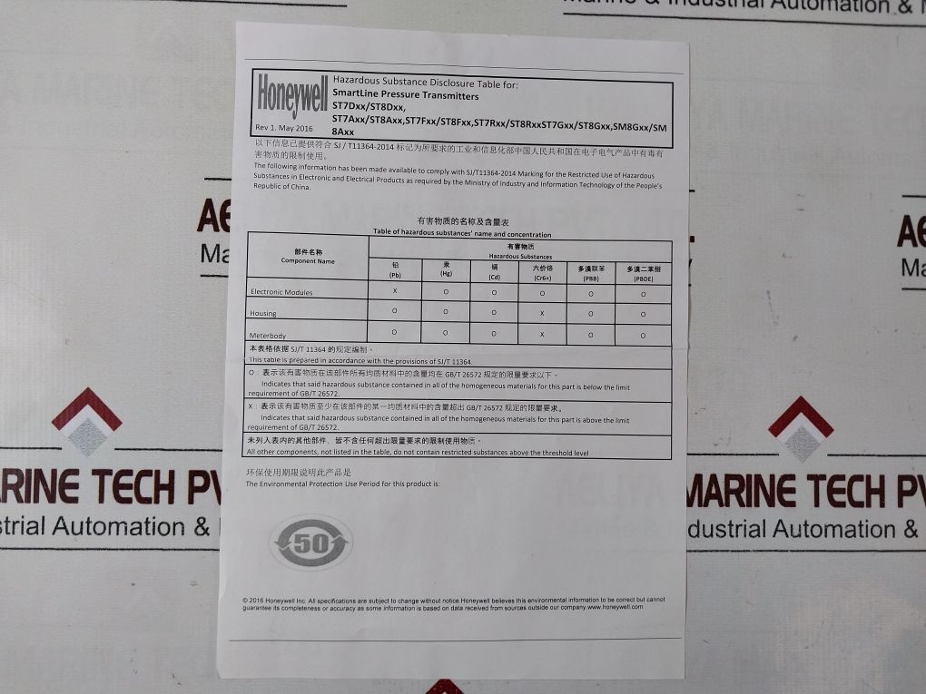 Honeywell Std870-f1Ac4Ah-1-0-ahc-11C-b-31A6-f1-0000 Pressure Transmitter