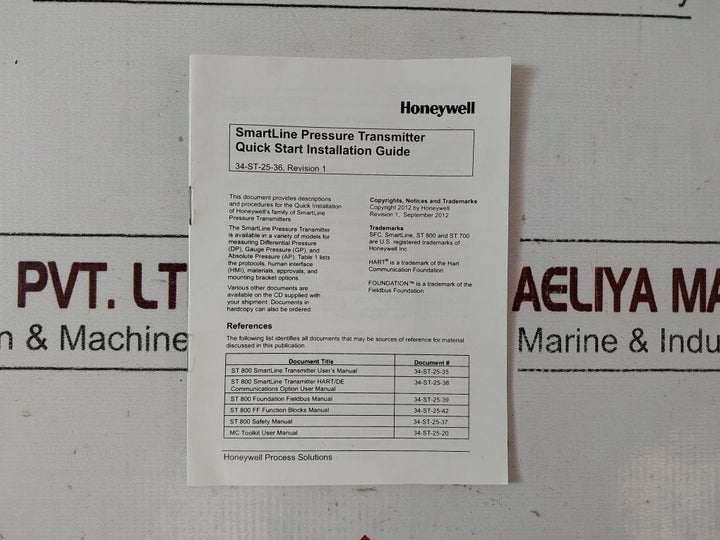 Honeywell Stf82F-41Hc4A-p00-a-ahb-11C-b-01A6-f1-0000 Pressure Transmitter